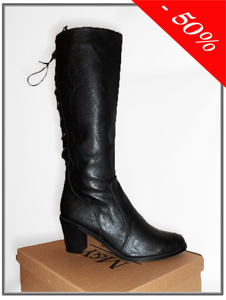 Bottes femmes noires à lacet