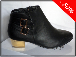 Chaussures bottines noires et dorées