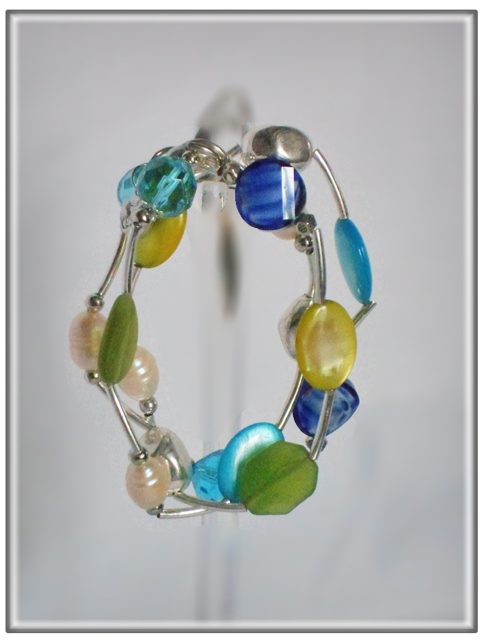Bracelet fantaisie bleu et vert