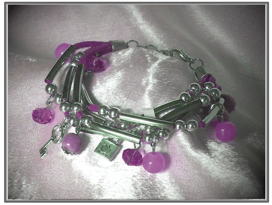 Bracelet acier et mauve