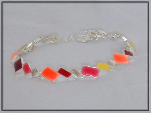 Bracelet acier - rouge,orange et jaune