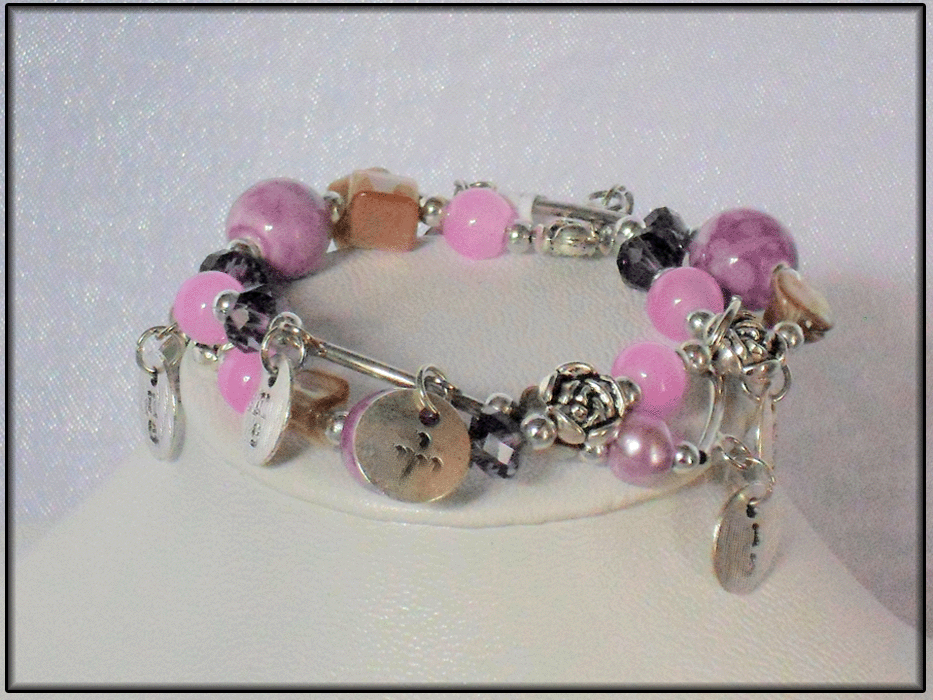 Bracelet élastique mauve