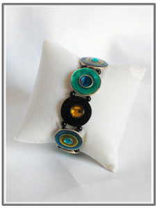 Bracelet élastique vert et noir