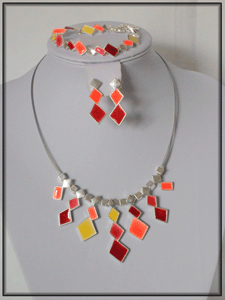 Bracelet acier - rouge,orange et jaune