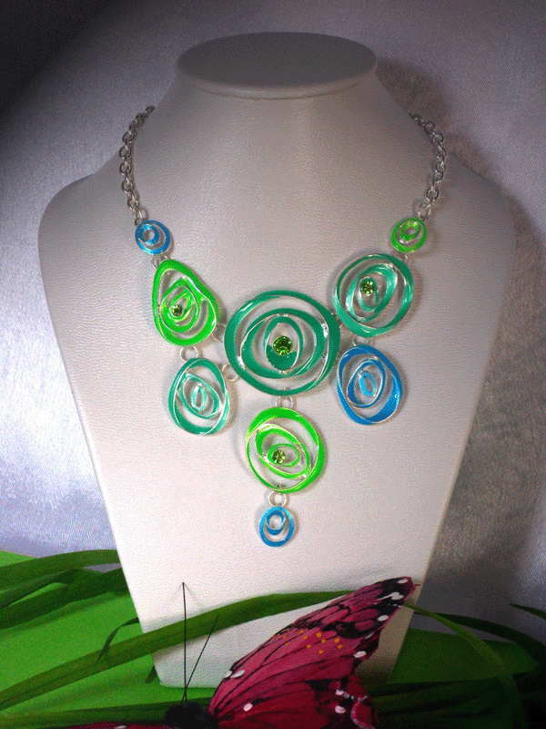 Collier vert & bleu