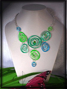 Collier vert & bleu